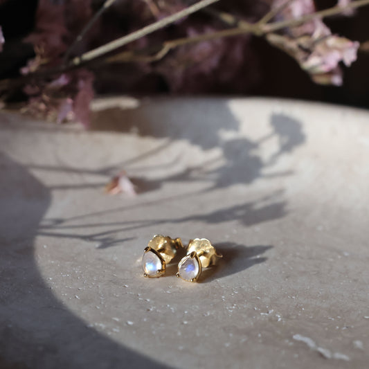 Pear Moonstone Studs