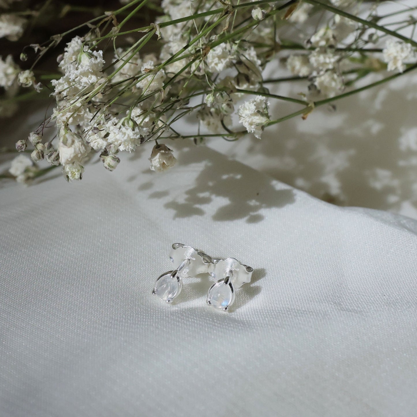 Pear Moonstone Studs